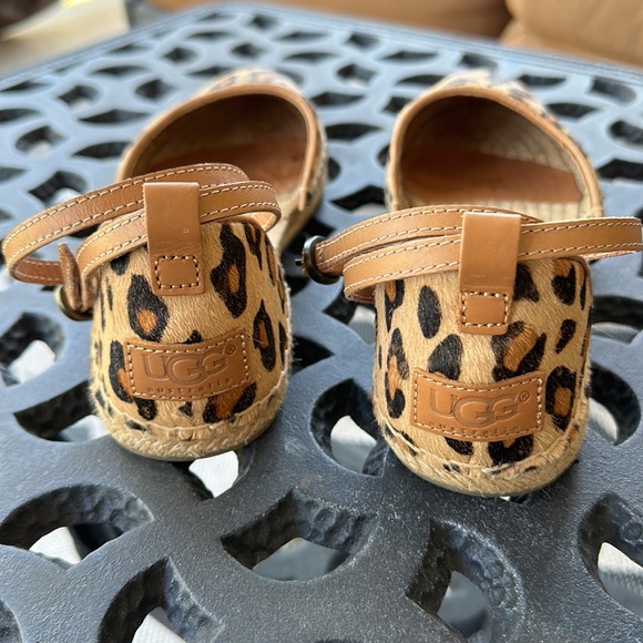 UGG leopard calf hair ankle wrap espadrilles flat shoes size 6 - Picture 6 of 9